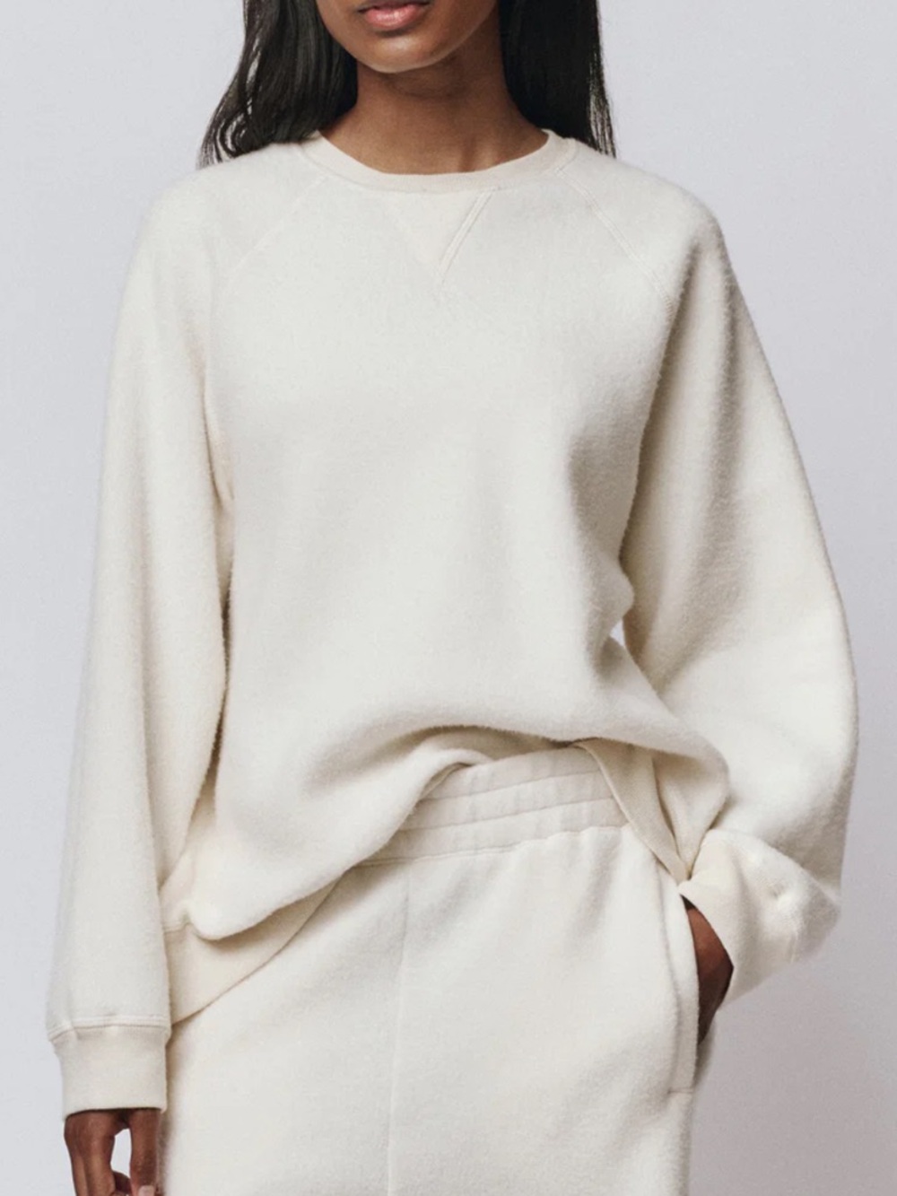 THE GREAT. plush slouch sweatshirt in washed white size 2 Medium